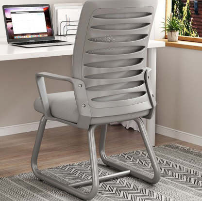 Minimalist Plastic Steel Latex Desk Chair — Default - Gray