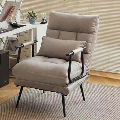 Modern Leather Steel Recliner — Gray