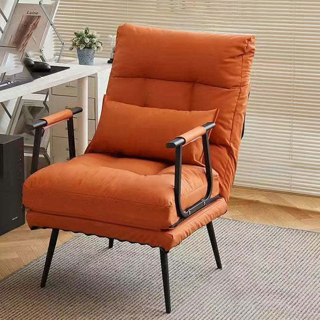 Modern Leather Steel Recliner — Orange