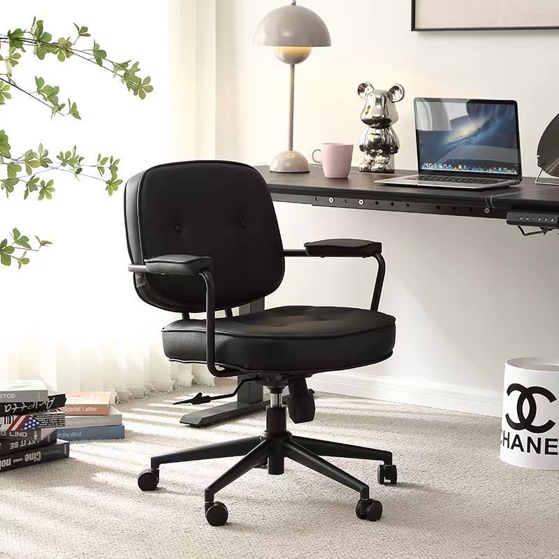 Minimalist Leather Stainless Steel Desk Chair