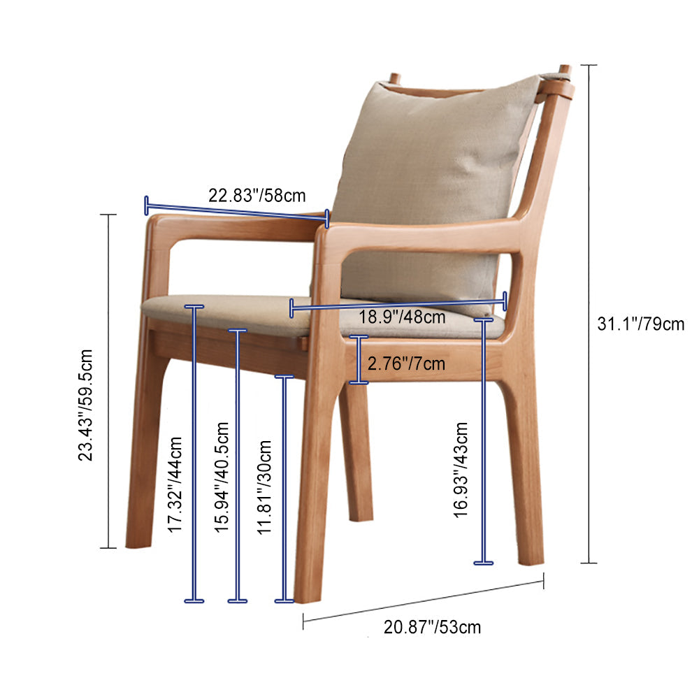 Scandinavian Solid Wood Cotton Dining Chair — D