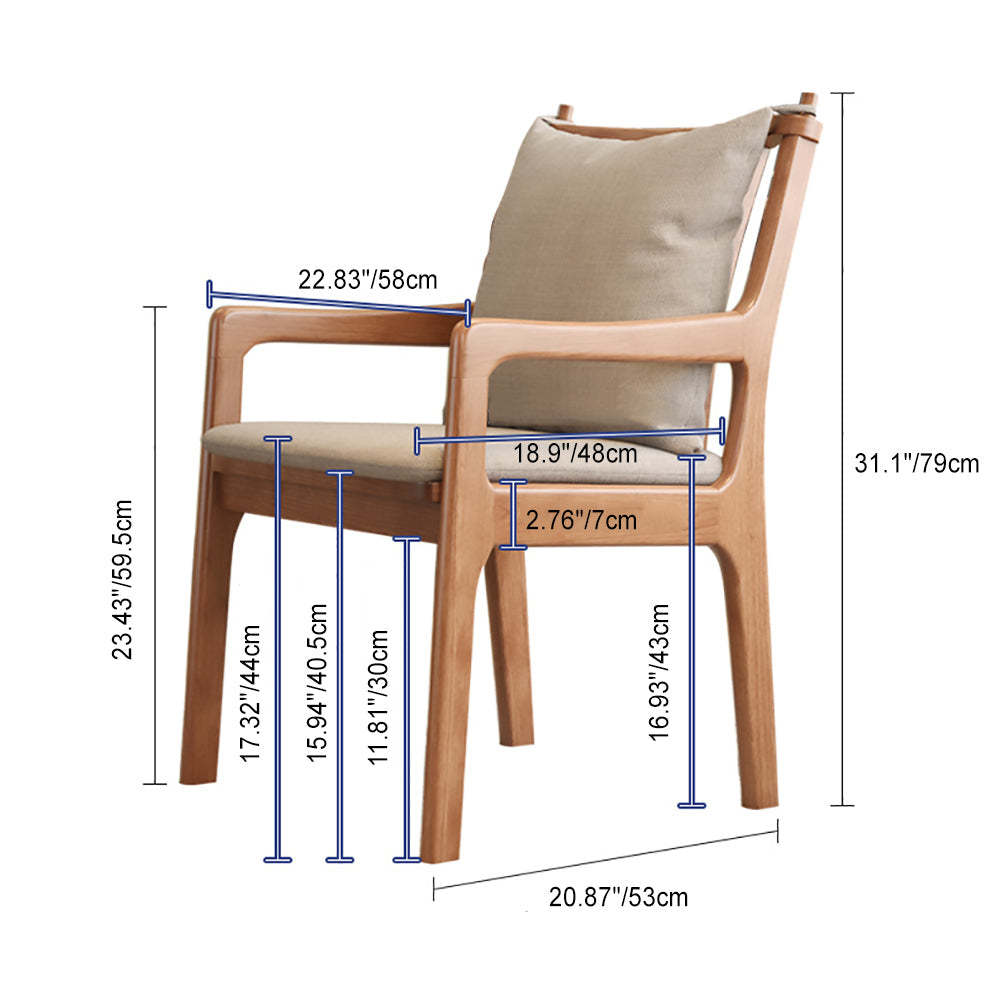 Scandinavian Solid Wood Cotton Dining Chair — D