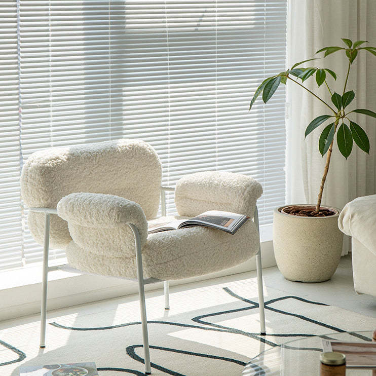 Nordic Lambswool Metal Accent Chair — Black