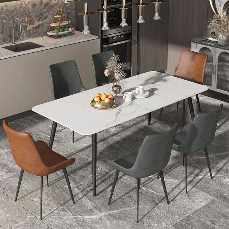 Modern PU Leather Steel Dining Chair — Gray