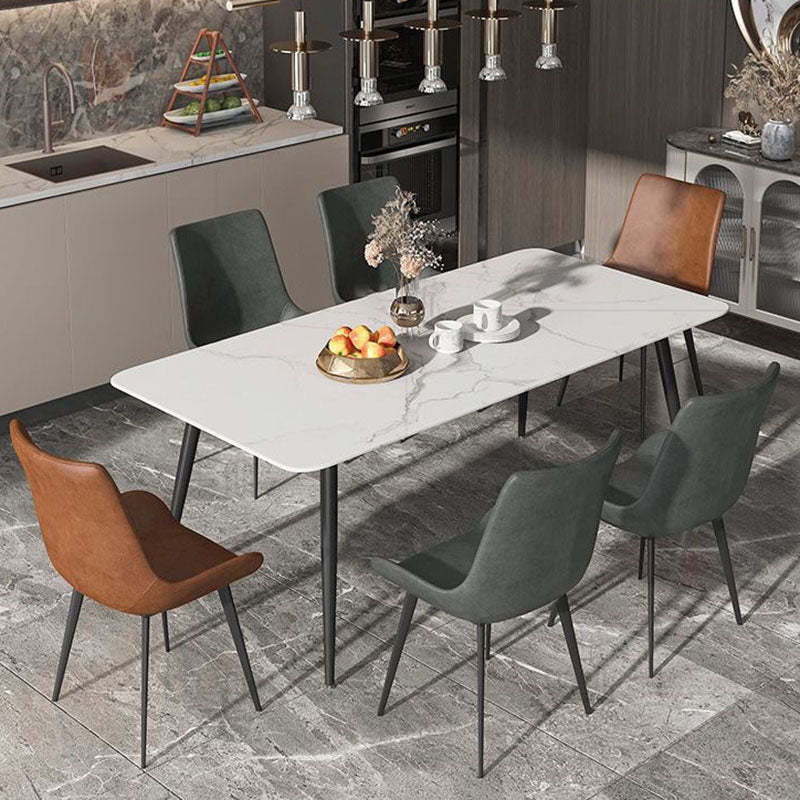 Modern PU Leather Steel Dining Chair — Gray