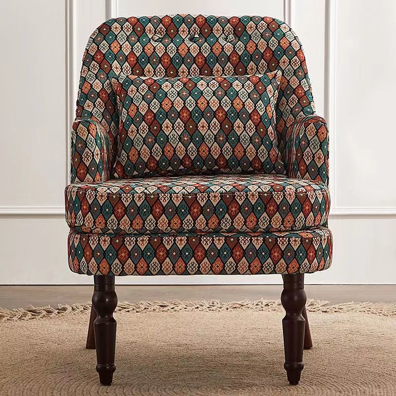 Vintage Wood Accent Chair Armrest