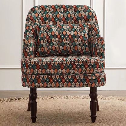 Vintage Wood Accent Chair Armrest