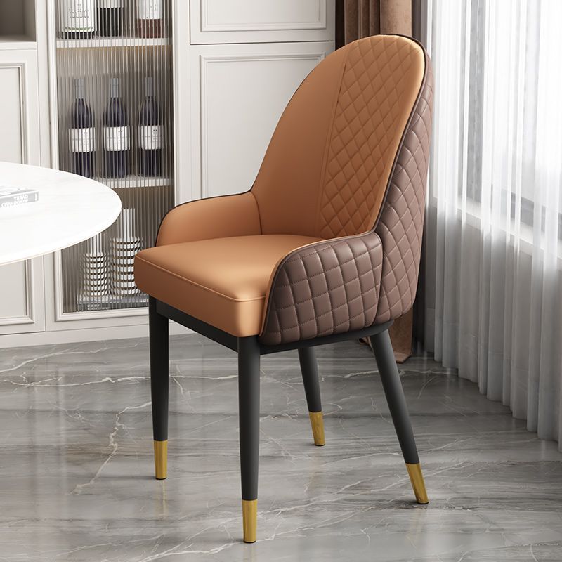 Modern Leather Steel Dining Chair — N