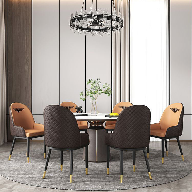 Modern Leather Steel Dining Chair — B