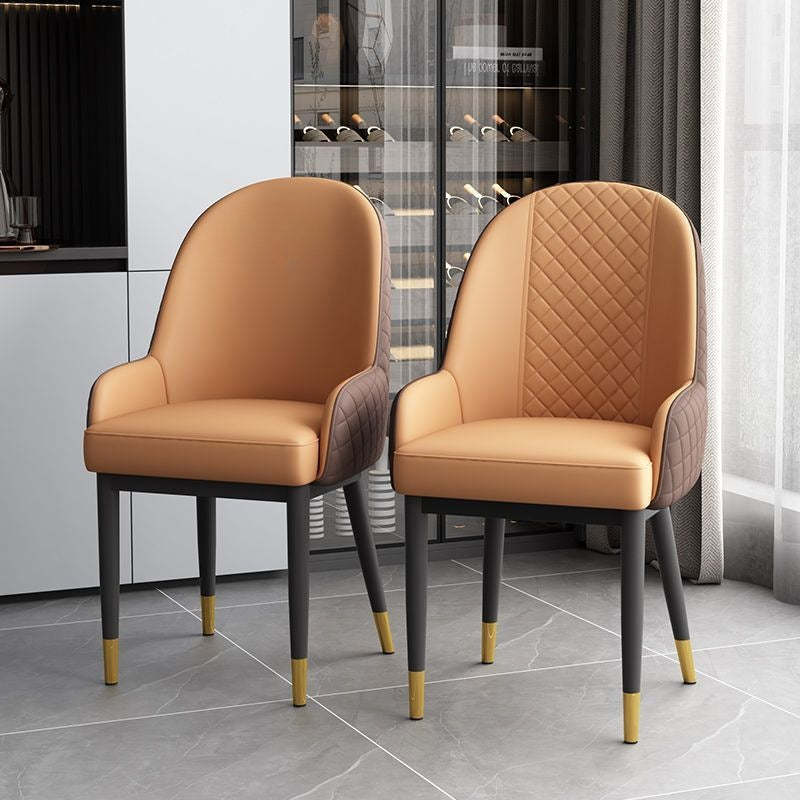 Modern Leather Steel Dining Chair — J