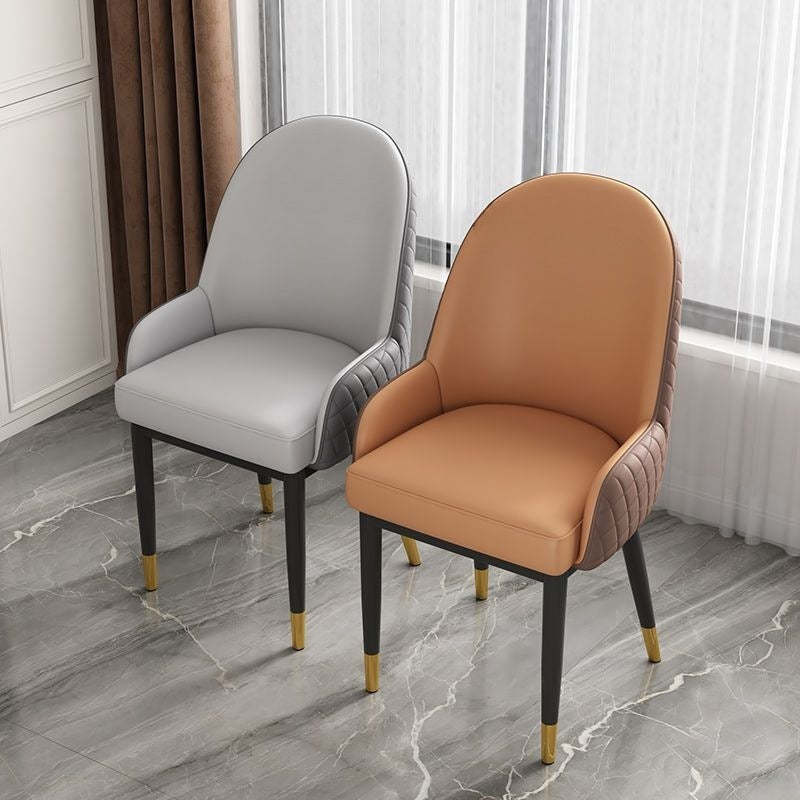 Modern Leather Steel Dining Chair — L