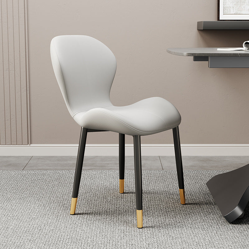 Modern Trapezoid Leather Steel Dining Chair