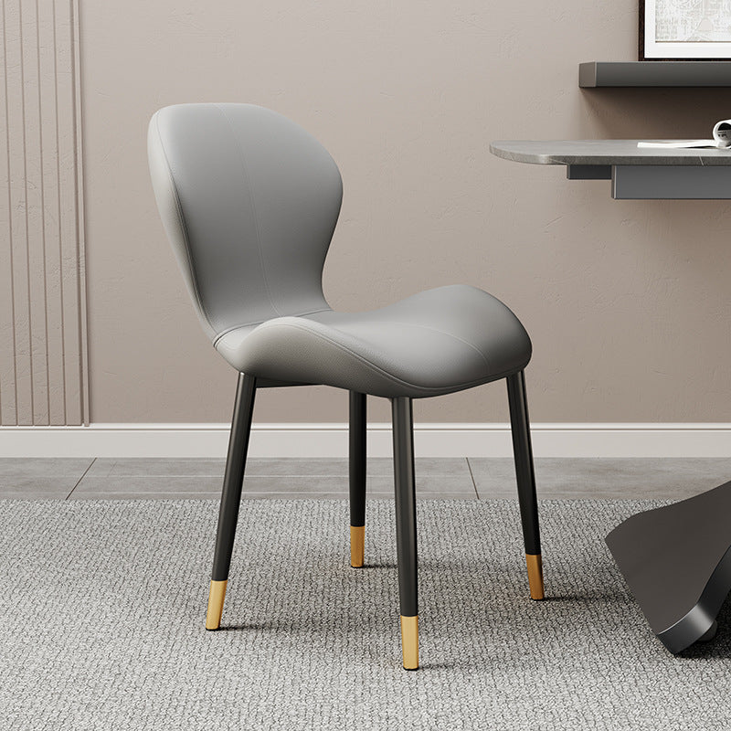 Modern Trapezoid Leather Steel Dining Chair