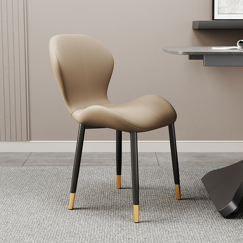 Modern Trapezoid Leather Steel Dining Chair