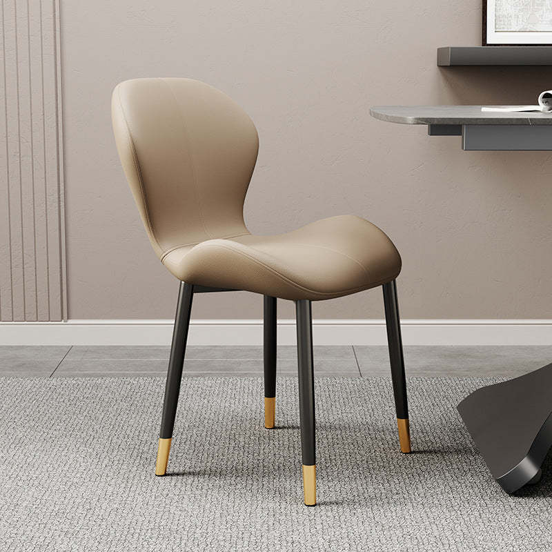 Modern Trapezoid Leather Steel Dining Chair