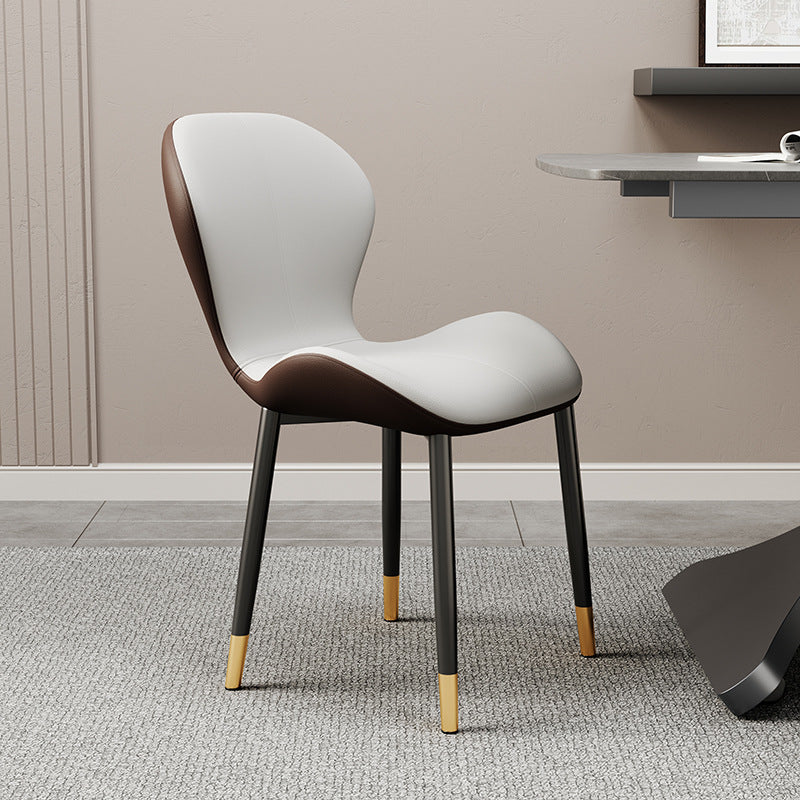 Modern Trapezoid Leather Steel Dining Chair
