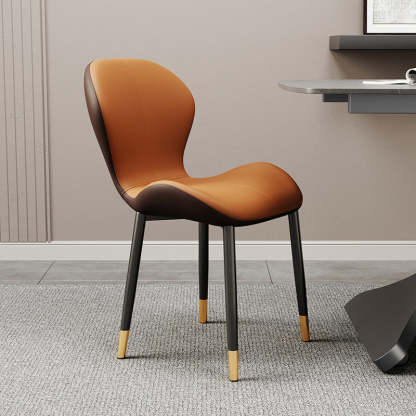 Modern Trapezoid Leather Steel Dining Chair