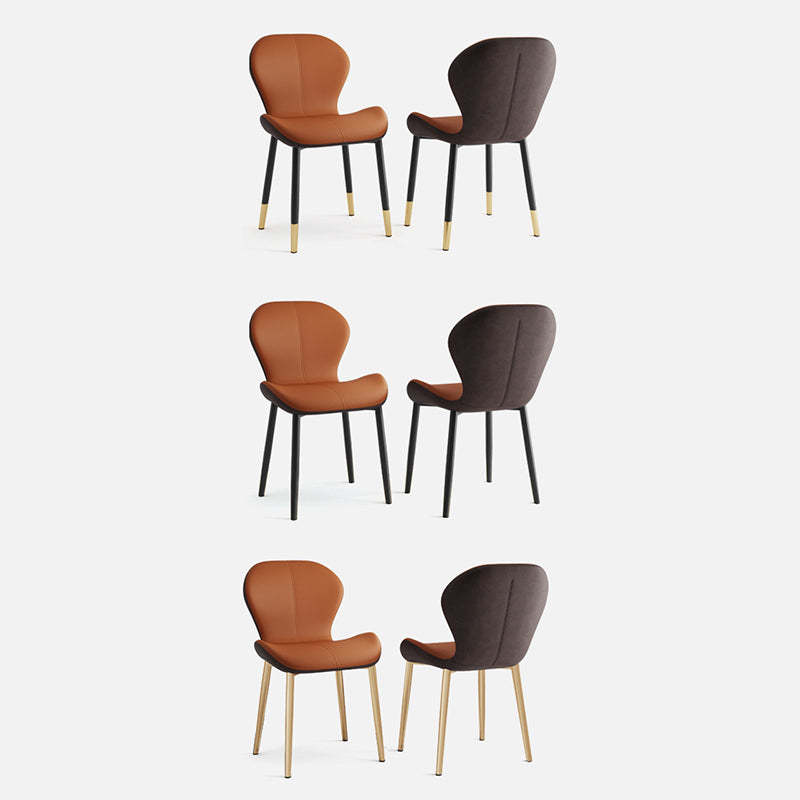 Modern Trapezoid Leather Steel Dining Chair