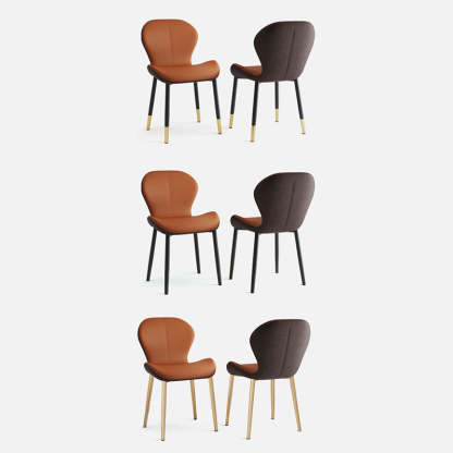 Modern Trapezoid Leather Steel Dining Chair