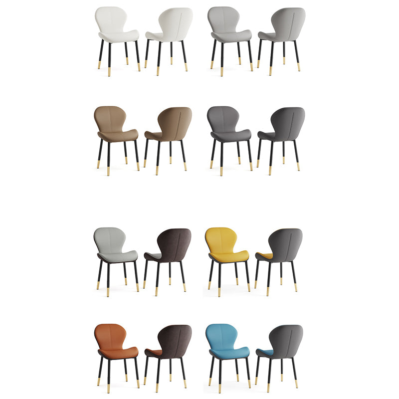 Modern Trapezoid Leather Steel Dining Chair
