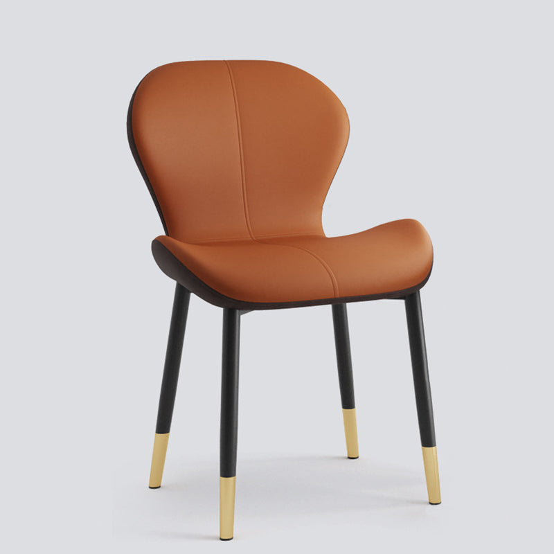 Modern Trapezoid Leather Steel Dining Chair