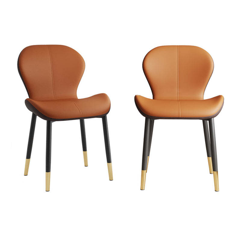 Modern Trapezoid Leather Steel Dining Chair