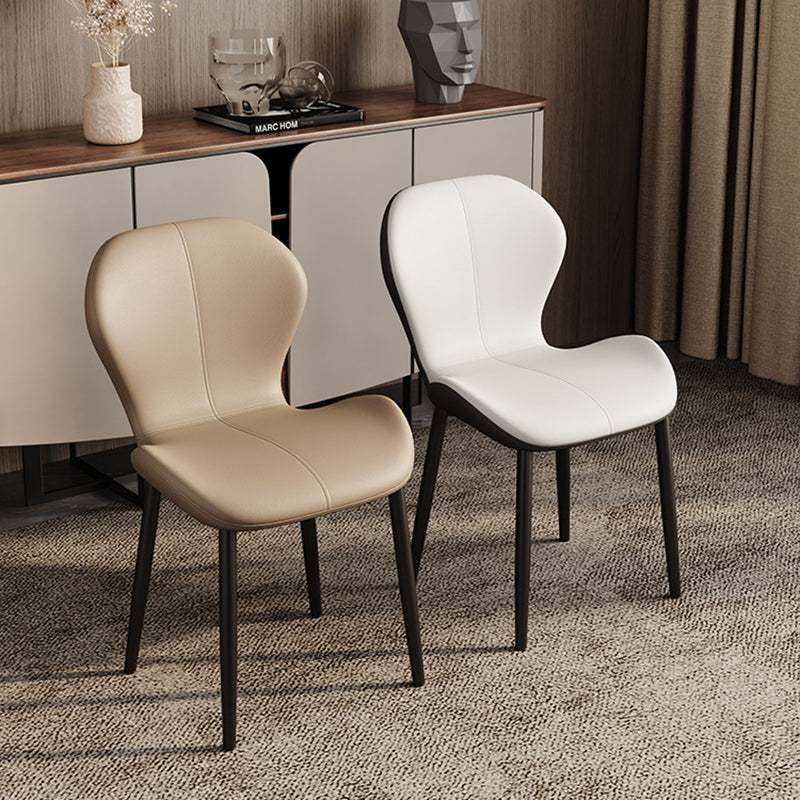 Modern Trapezoid Leather Steel Dining Chair