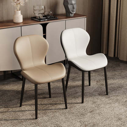 Modern Trapezoid Leather Steel Dining Chair