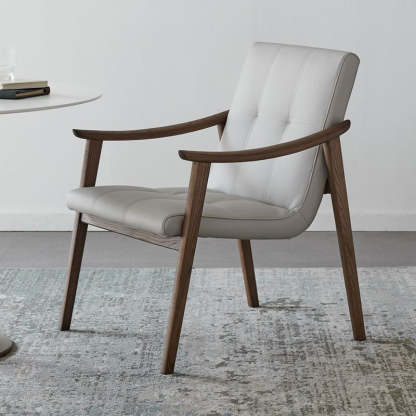 Nordic Leather Ash Wood Accent Chair