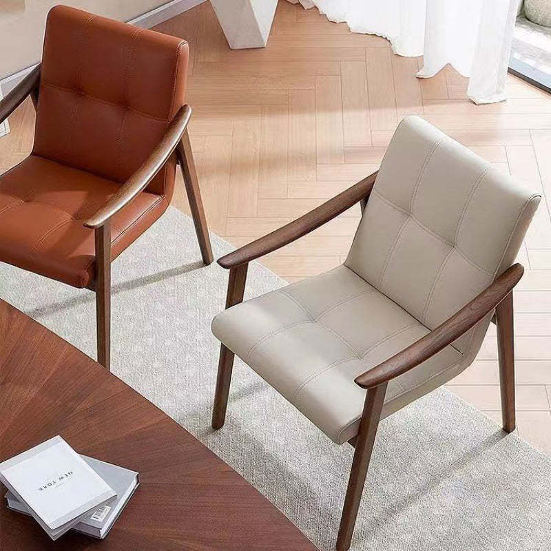 Nordic Leather Ash Wood Accent Chair