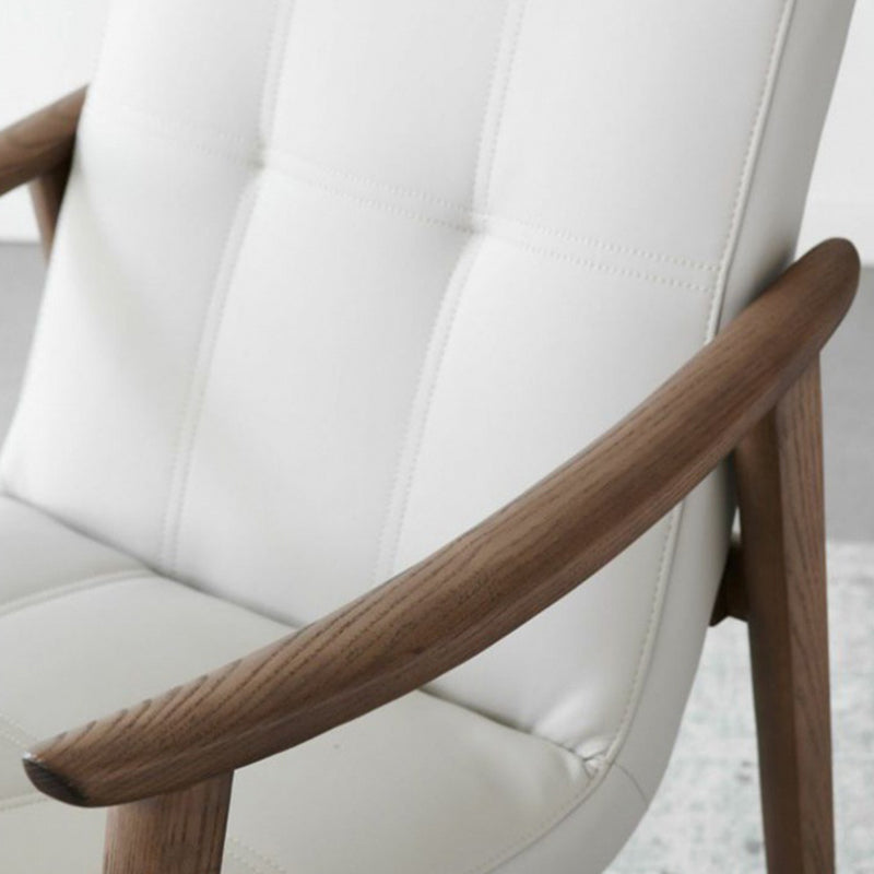 Nordic Leather Ash Wood Accent Chair