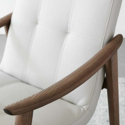 Nordic Leather Ash Wood Accent Chair