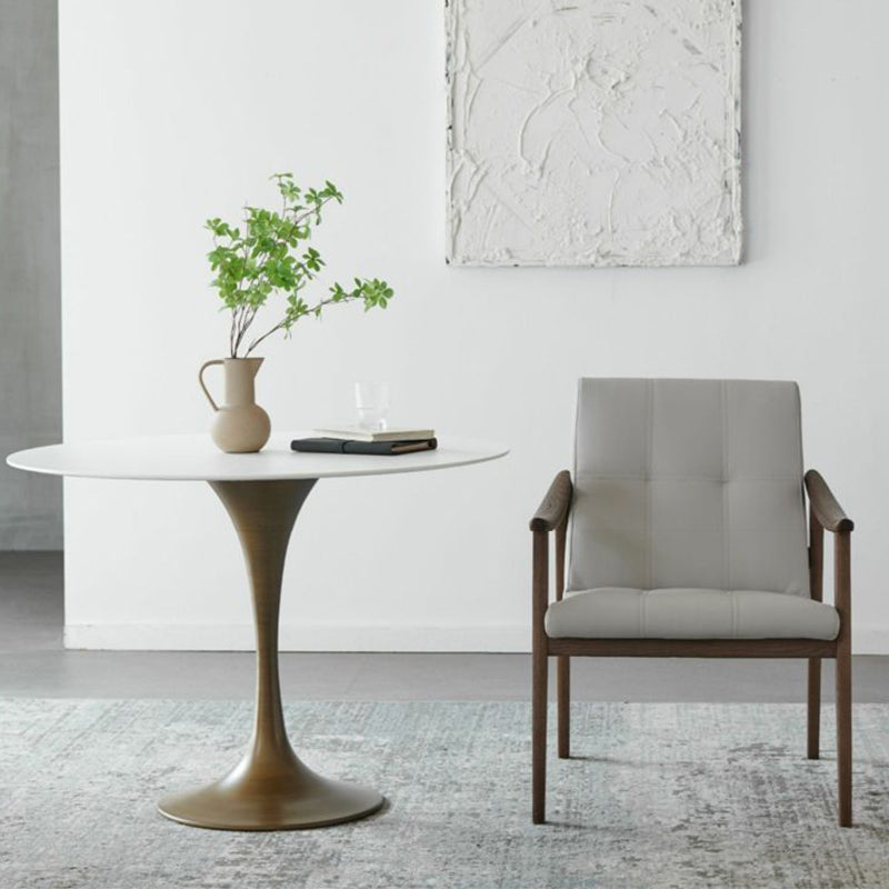 Nordic Leather Ash Wood Accent Chair