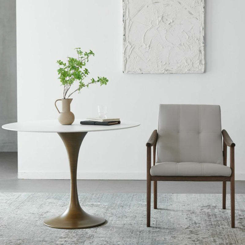 Nordic Leather Ash Wood Accent Chair