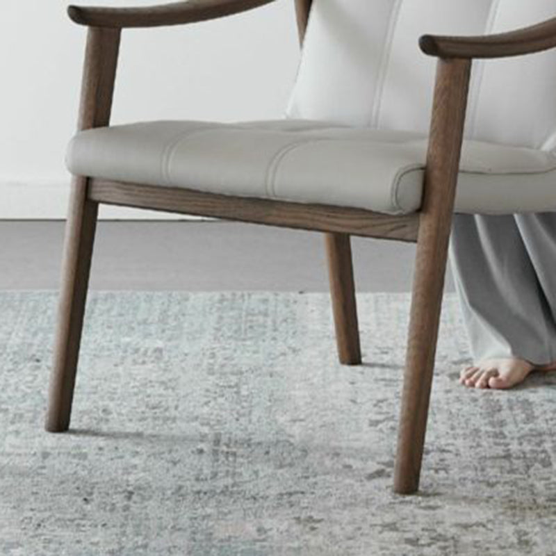 Nordic Leather Ash Wood Accent Chair