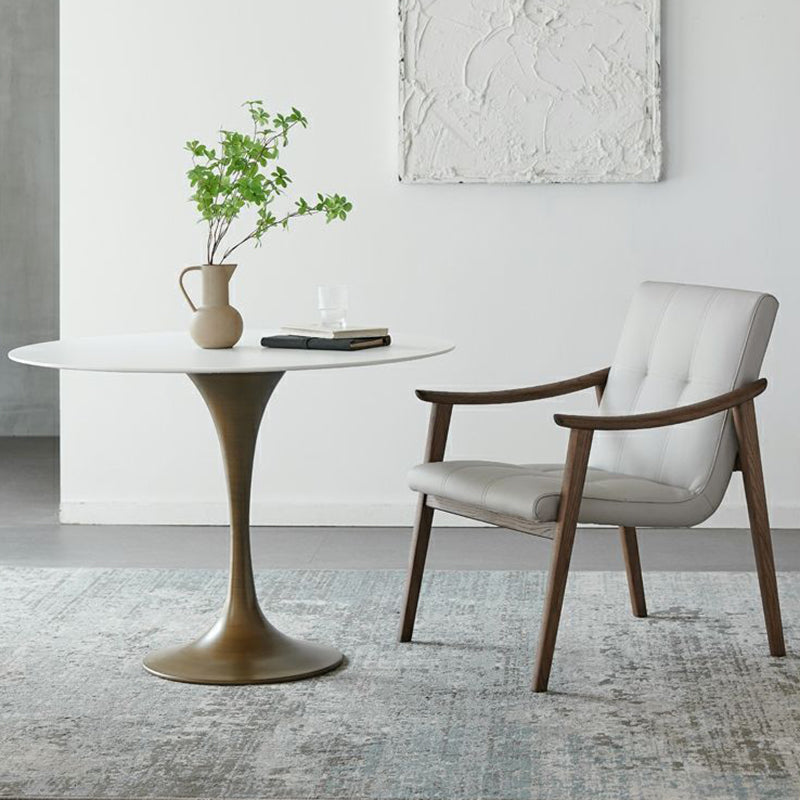 Nordic Leather Ash Wood Accent Chair