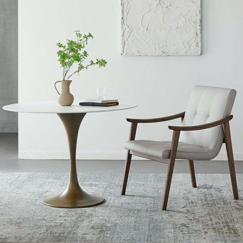 Nordic Leather Ash Wood Accent Chair