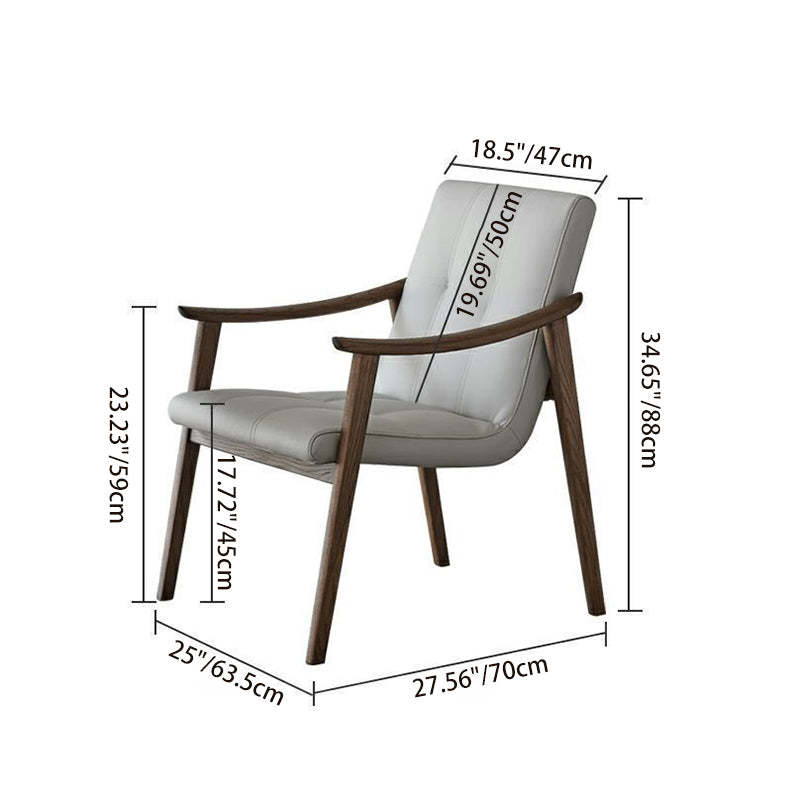 Nordic Leather Ash Wood Accent Chair