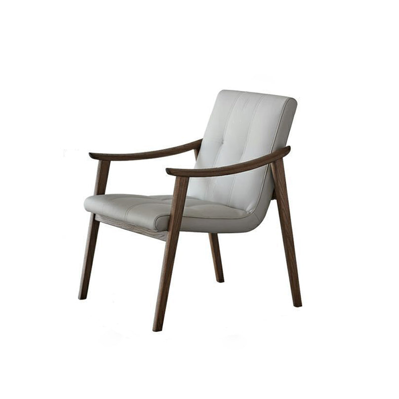 Nordic Leather Ash Wood Accent Chair