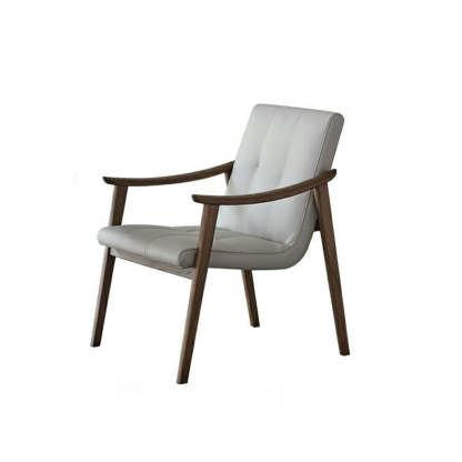 Nordic Leather Ash Wood Accent Chair