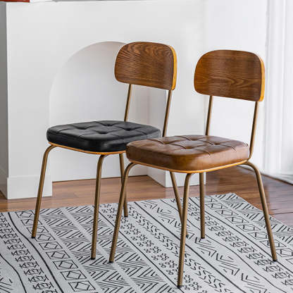 Vintage Iron PU Leather Dining Chair