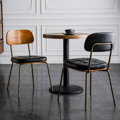 Vintage Iron PU Leather Dining Chair