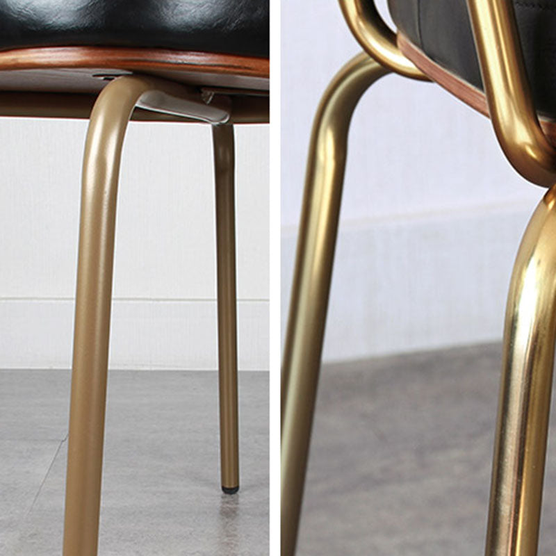 Vintage Iron PU Leather Dining Chair — B - Brown