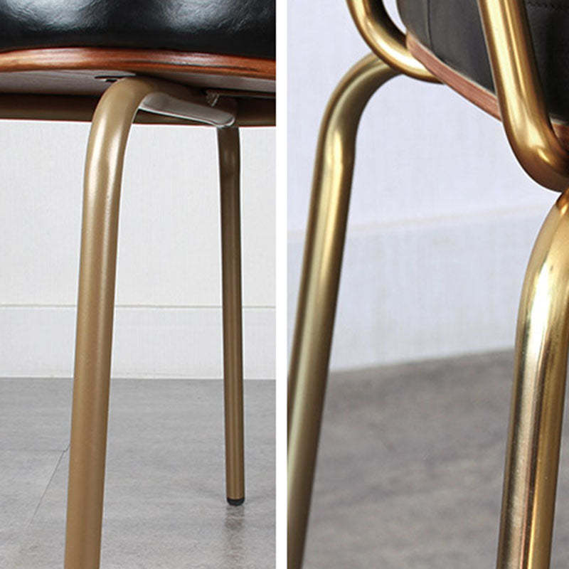 Vintage Iron PU Leather Dining Chair — B - Brown