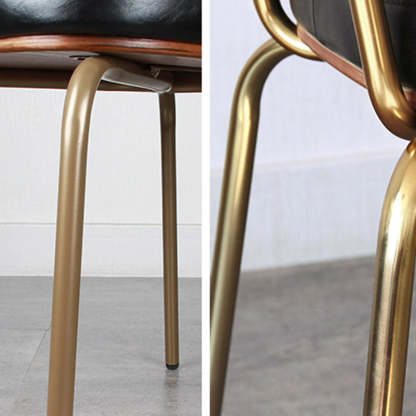 Vintage Iron PU Leather Dining Chair — B - Brown