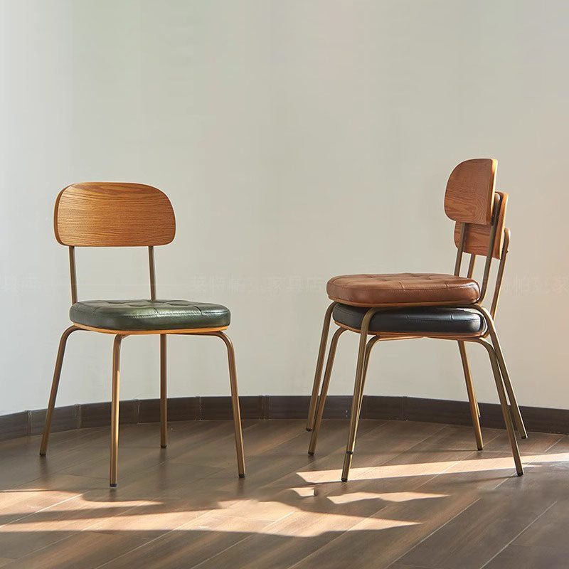 Vintage Iron PU Leather Dining Chair