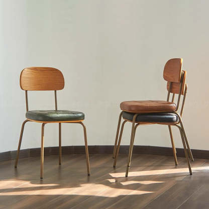 Vintage Iron PU Leather Dining Chair