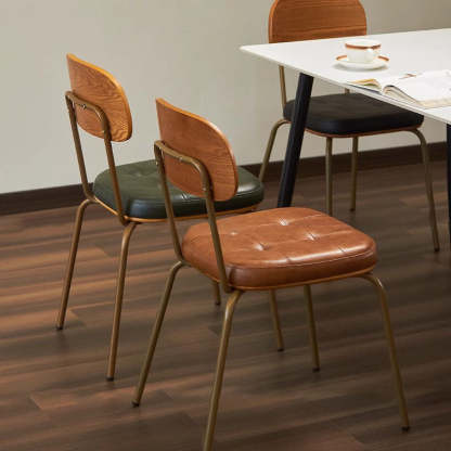 Vintage Iron PU Leather Dining Chair