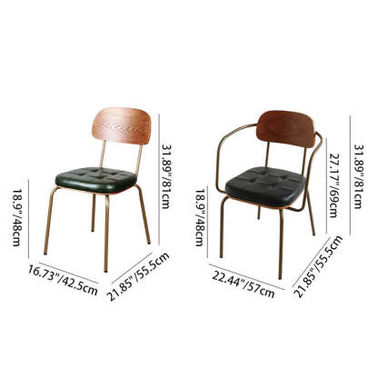 Vintage Iron PU Leather Dining Chair — B - Dark Green