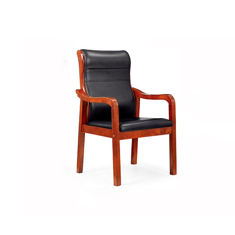 Vintage Wood Leather Desk Chair